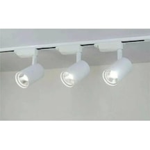 Led 3 Adet 30 W Led Ray Spot Vitrin Mağaza Armatürü 1m Raylı Beyaz Kasa Gün Işığı Işıklı Spot