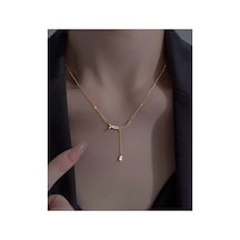 Lunarie Damla Taşlı Sallantılı Kolye 14k Gold Kararmaz Çelik Altın