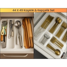 44x49 Cm. Beyaz Kaşıklık Ve Kepçelik 2'li Set 40x41 Cm'e Kadar Kesilebilir - 44x49byz-set Beyaz