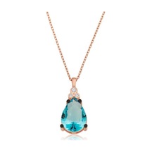 Gümüş Mavi Topaz Damla Kadın Kolye (551165446)