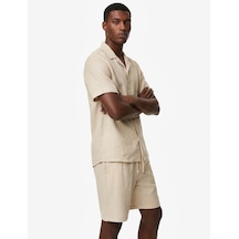 Koton Regular Fit Kısa Kollu Devrik Yaka Keten Gömlek Bej 6sam60150hw Ekru