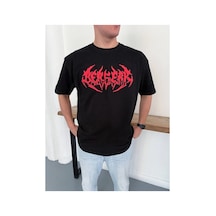 Erkek Kısa Kol Yazlık Tişört Bisiklet Yaka Baskılı Oversize T-shirt - Siyah