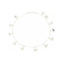 Nusret 925 Ayar Gümüş 12 Kelebekli Halhal, Beyaz - Beyaz Taş Gümüş