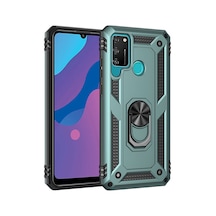 Huawei Y6p Uyumlu Kılıf Sofya Yüzüklü Silikon Kapak - Yeşil