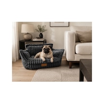 Exclusive Kedi Ve Köpek Koltuğu Tamamen Fermuarlı Çıkarılabilir İç Minder Yatak %100 Boncuk Elyaf Fitilli Doku Kaydırmaz Taban Kedi Ve Köpek Yatağı Gri - 879029125