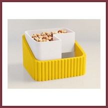 Storeşahin 3d Baskı Fıstık Kasesi - Çift Hazneli Kabuk Ayırıcı Sunum Kasesi - Sarı Beyaz Shn0720 Sarı - Beyaz