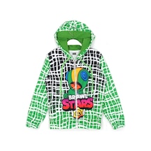 Brawl Stars Leon Baskılı Erkek Çocuk Kapüşonlu Ceket Yeşil