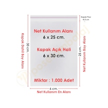 6x25+5 Cm. 6x30 1.000 Adet Şeffaf Bantlı Yapışkanlı Opp Poşet