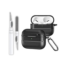 Airpods Pro 3. Nesil Uyumlu Karbon Fiber Hybrid Polymer Technology Premium Kulaklık Kılıfı Ve 3'ü 1 Arada Bluetooth Kulaklık Temizleme Kalemi Seti Siyah