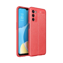 Oppo A55 5g Kılıf Deri Görünümlü Silikon Kamera Korumalı Üstün Koruma Pazarplus Kırmızı