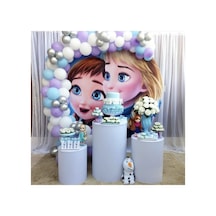 Krom Gümüş Pastel Lila Beyaz Ve Mavi Balon Zinciri 100 Adet A