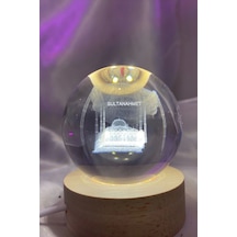 Sultan Ahmet 3d Led Işık Gecelambası Cam Küre Tek Renk Günışığı Ahşap Sultanahmet Cami Gece Lambası7 Cm