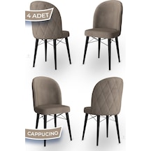 Canisa Bika Serisi 4 Adet Cappucino Mutfak Sandalyesi Siyah Gürgen Ayaklı 1. Sınıf Babyface Kumaş Sandalye Cappucino Ayaklar Siyah