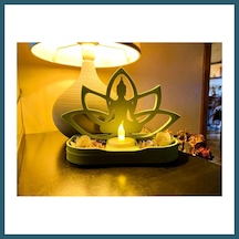 Bezos 3d Baskı Lotus Buda Mumluk - Dekoratif Tealight Mumluk-yeşil Ob