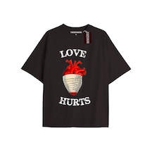 Adrift Unisex Erkek/kadın Kalp Kaburga T-shirt Siyah Kod 48 Beyaz