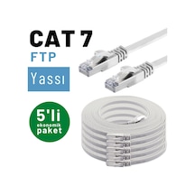 5 adet IRENIS CAT7 Kablo Yassı FTP Ethernet Kablosu, 3 mt Beyaz