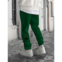 Smile Face Yeşil Jogger Ince Eşofman Altı Yeşil