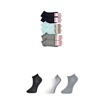 Siyah Gri Ve Beyaz Kadın Bilek Çorap 6 Çift 001