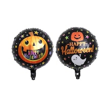 Happy Halloween Yıldızlı Tasarımlı 45x45 Cm Folyo Balon Halloween Cadılar Bayramı Parti Malzemesi
