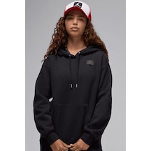 Nike Jordan Flight Fleece Po Loose Fit Womens Hoodie Kadın Kapüşonlu Sweatshirt Siyah Siyah