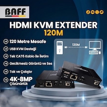 Baff 4k 120m 4k Kvm Hdmı Extender 120 Metre Tek Cat6 Kablo İle Ultra Hd Görüntü Ve Kontrol Uzatıcı