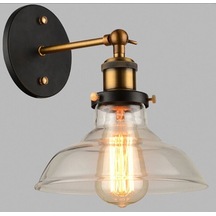 Dylight Retro Metal Dekoratif Mafsallı Bal Camlı Duvar Aplik Siyah