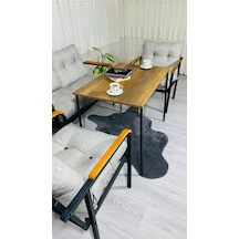 Madame Home Kadife Balkon, Bahçe,teras,cafe - Salon - Metal Kanepe Koltuk Takımı - 2+1+1 + Masa Açık Gri