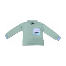 İrem Çocuk Giyim Kız Çocuk Selfie Yazı Cep Detaylı Sweatshirt Açık Yeşil