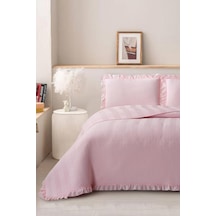 Dubai Elyaf Dolgulu Çift Kişilik 240x260 Cm Yatak Örtüsü Pudra Pudra