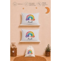 İsme Özel Kız Bebek Hediyesi 2 Adet 35x45 %100 Pamuk Yastık Kılıfı Ve Ham Bez Bebek Kıyafet Kesesi 1019y2kyx