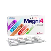 Vitagil Magni4 Magnezyum, Vitamin D3 Ve Piridoksal 5'fosfat Vitamin B6 30 Tablet