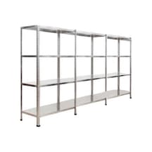 Çelikrafburada 4 Katlı 3 Lü Bitişik Çelik Galvaniz Arşiv Rafı Depo Rafı Kiler Rafı 59x93x200 Dx51 Kalite Gümüş