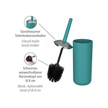 Brasil Wc Garnitürü, Yüksek Kaliteli Fırça Tutucu, Mat Yüzey, Kırılmaz Plastik, Bpa İçermez, Banyo Ve Misafir Tuvaleti İçin İdeal, Tuvalet Fırçası Dahil, Çap 10 X 37 Cm, Petrol Beyaz - Çok Renkli