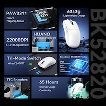 Oldfriend Attack Shark X11se Kırmızı Kablosuz Oyun Faresi 59g Rgb Manyetik Şarj 22k Dpı Diğer