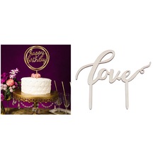 Adet Aşk Kek Topper Ve 1 Adet Kek Düğün Mutlu Doğum Günü Pastası Topper Kart Akrilik Kek Parti Dekorasyon