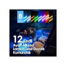 Mega Oto Market Ayak Altı Led 12 Ledli Lamba Sese Duyarlı Led Müziğe Duyarlı Led Açık Gri