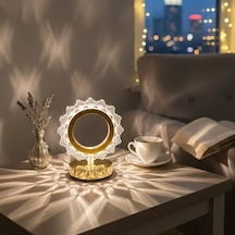 Güneş Şeklinde Kristal Led Masa Lambası Dokunmatik, 3 Renk Işık Modlu, Şarjlı Mini Dekoratif Gece Lambası 4915 Karışık / Çoklu Renk