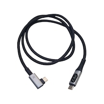 Usb 4 Kablo Type C Ltipi 90 Derece Watt Göstergeli Örgülü Kablo1m 5 Metre