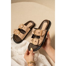 Craft Kadın Gold Toka Detaylı Terlik Bej Süet