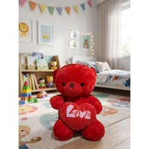 Love Kalpli Ayıcık Peluş 50 Cm Kırmızı