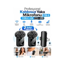 Platoon Pl-2706 F15-2 Profesyonel Kablosuz Yaka Mikrofonu Type-c Lightning İos Net Ve Güçlü Ses