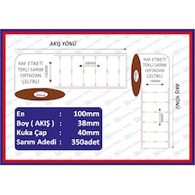 Raf Etiketi 350 Sarım Yatay  Ortadan Çeltikli 100 x 38 MM