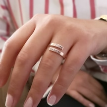 Ince 2 Iki Isimli Kişiye Özel Gümüş Yüzük