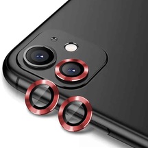 Noktaks - iPhone Uyumlu 11 - Kamera Lens Koruyucu Safir Parmak İzi Bırakmayan Anti-reflective Cl-12 - Kırmızı