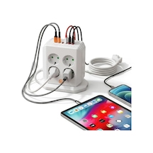 Dik Priz Kulesi Vertical Smart Power Socket - Akım Korumalı, 2500w Çoklu Priz Çoklayıcı, 8 Eu Priz Girişi Ve 4 Us 0