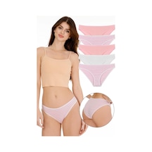 Sensu Kadın Çizgili Karışık Renkler Slip Külot 5'li Paket Set - Kts3051 Karışık