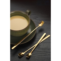 6 Adet 304 Çelik 17 Cm Gold Uzun Kahve Ve Smoothie Karıştırma Kaşığı Cin579sr-6