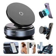 K009 360 Derece Dönebilen Vakumlu Magnetik Telefon Tutucu Ayna-cam-araba Siyah