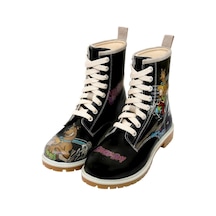 Kadın Vegan Deri Siyah Uzun Bot - Warner Bros Scooby Doo Midnight Mystery Tasarım Multicolor