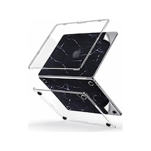 Macbook Uyumlu Air 13,6 İnç M2 M3 M4 M5 A2681 A3113 A3240 A3449 Kristal Şeffaf Sert Kılıf, Geometrik Mermer Desenli 3m Sticker Usb-c Adaptör Hediyeli Set Belirtilmemiş